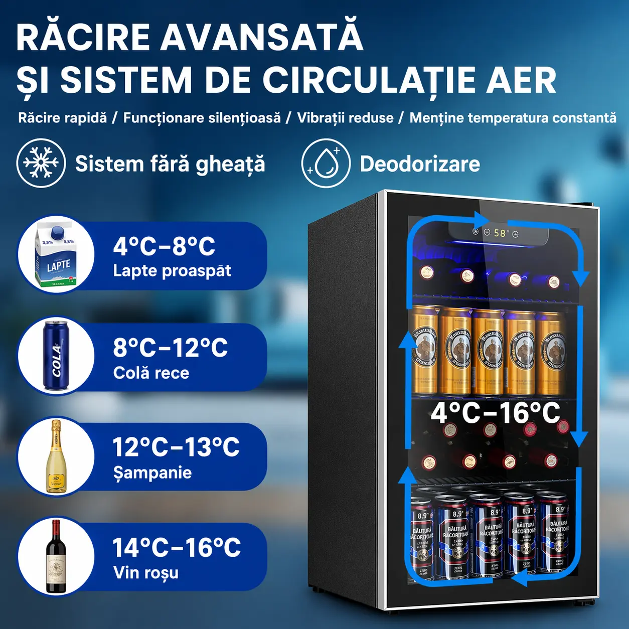 Mini frigider pentru băuturi cu ușă din sticlă, imagine 3